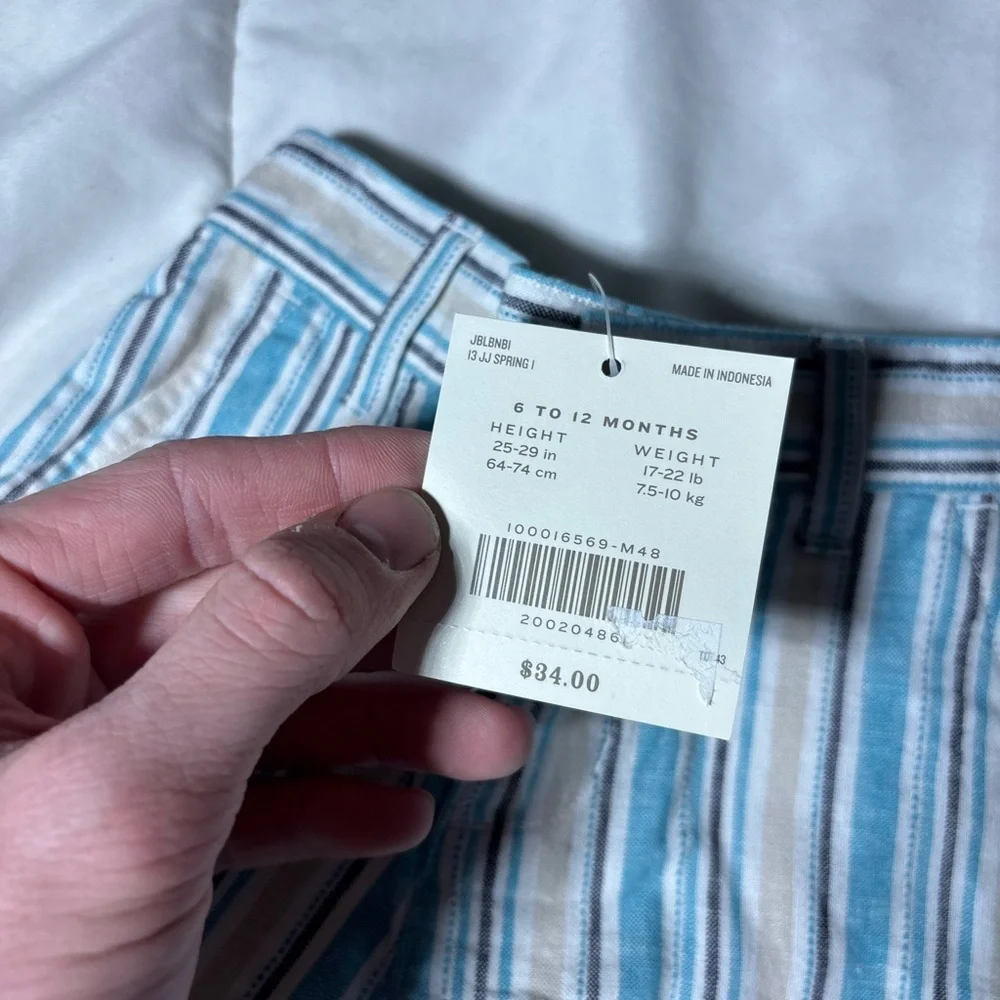 Jamie and Jack Striped Linen Blend Shorts Size 6-12 months